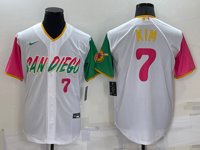 San Diego Padres #7 Ha Seong Kim Number White 2022 City Connect Cool Base Stitched Jersey