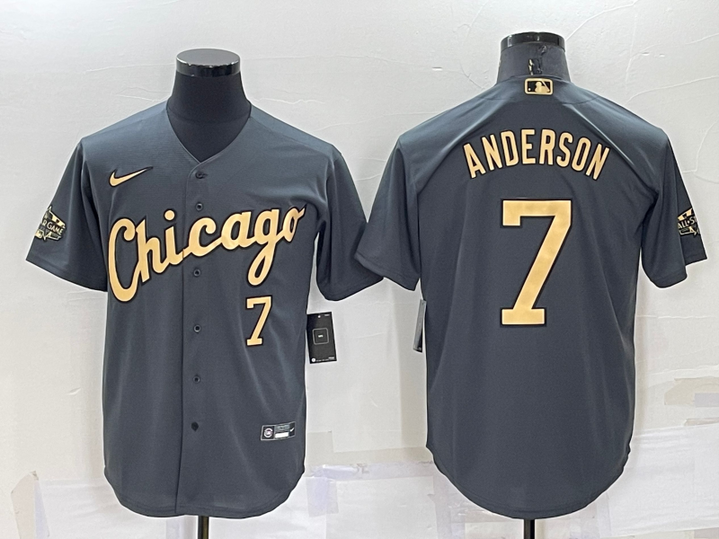 Chicago White Sox #7 Tim Anderson Number Grey 2022 All Star Stitched Cool Base Nike Jersey - Click Image to Close