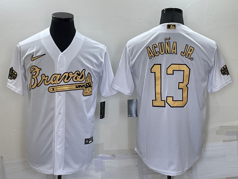 Atlanta Braves #13 Ronald Acuna Jr White 2022 All Star Stitched Cool Base Nike Jersey