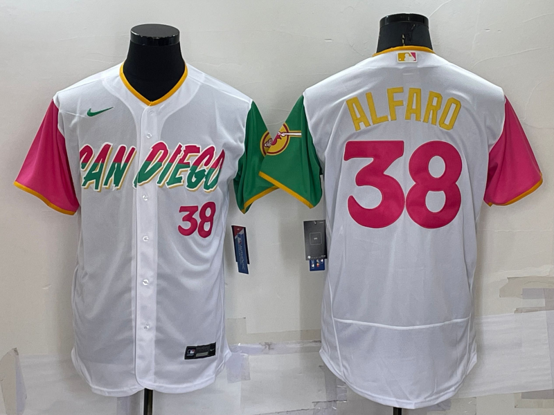 San Diego Padres #38 Jorge Alfaro Number White 2022 City Connect Flex Base Stitched Jersey