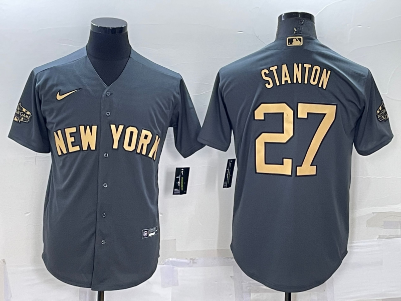 New York Yankees #27 Giancarlo Stanton Grey 2022 All Star Stitched Cool Base Nike Jersey
