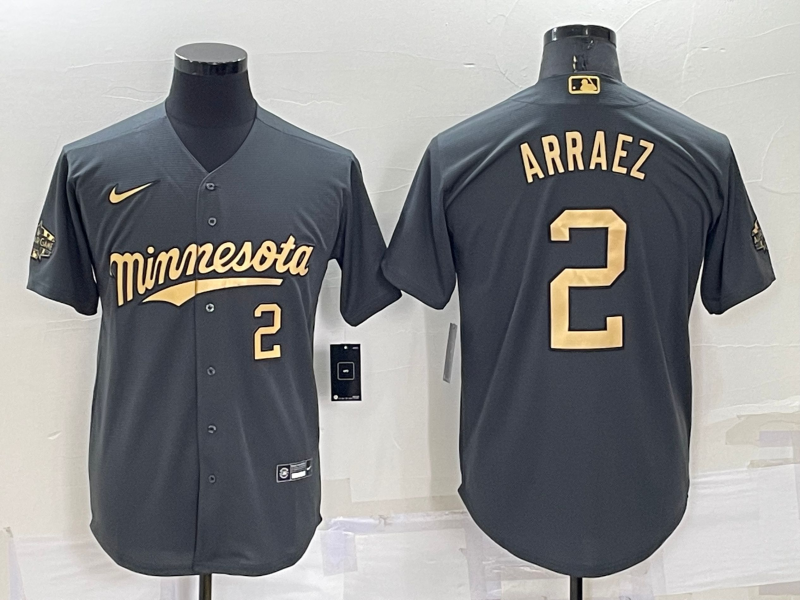 Minnesota Twins #2 Luis Arraez Number Charcoal 2022 All-Star Cool Base Stitched Baseball Jersey
