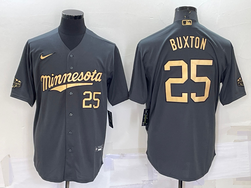 Minnesota Twins #25 Byron Buxton Number Grey 2022 All Star Stitched Cool Base Nike Jersey
