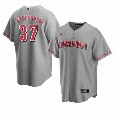 Cincinnati Reds #37 Tyler Stephenson Grey MLB Cool Base Nike Jersey