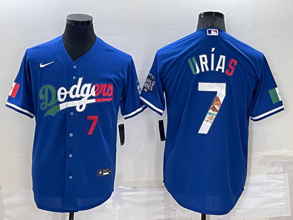 Los Angeles Dodgers #7 Julio Urias Royal Mexico Cool Base Stitched Baseball Jersey