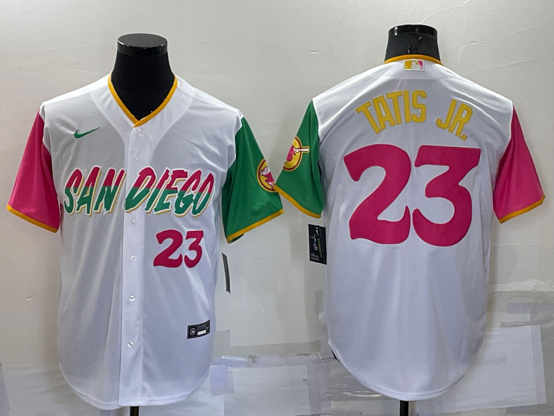 San Diego Padres #23 Fernando Tatis Jr White Number 2022 City Connect Cool Base Stitched Jersey