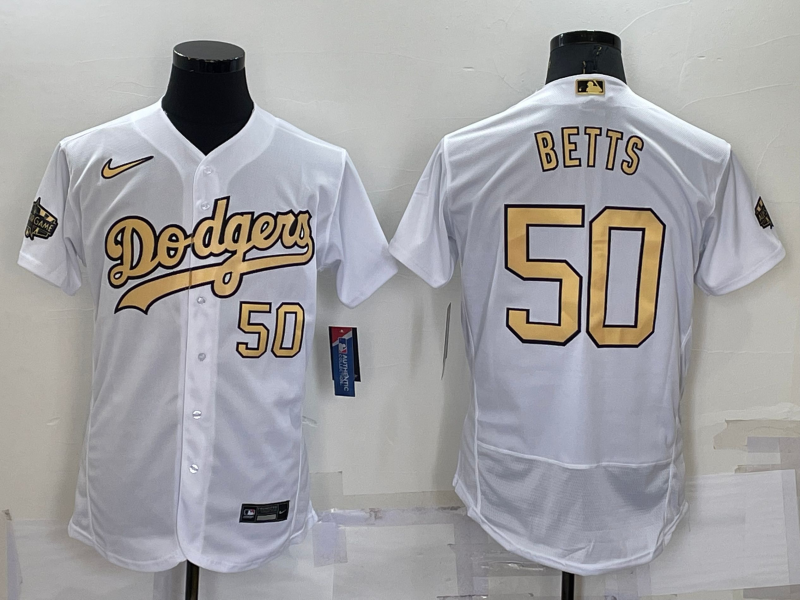 Los Angeles Dodgers #50 Mookie Betts Number White 2022 All Star Stitched Flex Base Nike Jersey