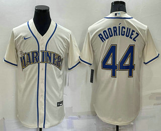 Seattle Mariners #44 Julio Rodriguez Cream Stitched MLB Cool Base Nike Jersey