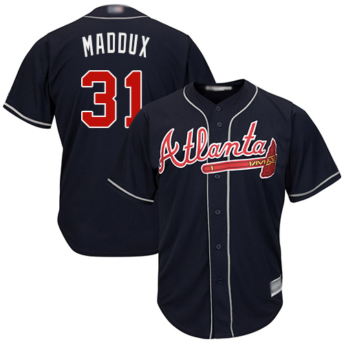 Atlanta Braves #31 Greg Maddux Navy Blue Cool Base Stitched Baseball Jersey