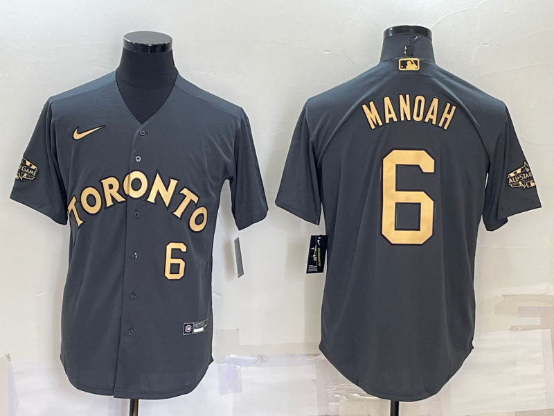 Toronto Blue Jays #6 Alek Manoah Number Grey 2022 All Star Stitched Cool Base Nike Jersey