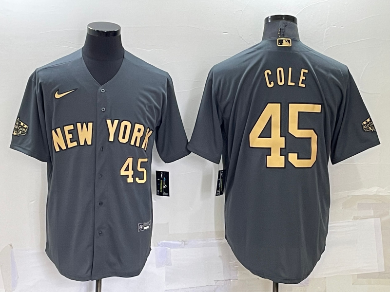 New York Yankees #45 Gerrit Cole Number Grey 2022 All Star Stitched Cool Base Nike Jersey