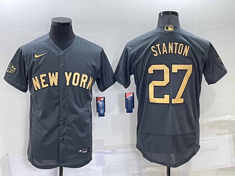 New York Yankees #27 Giancarlo Stanton Grey 2022 All Star Stitched Flex Base Nike Jersey