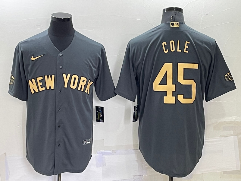 New York Yankees #45 Gerrit Cole Grey 2022 All Star Stitched Cool Base Nike Jersey