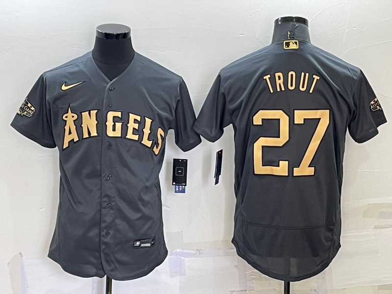 Los Angeles Angels #27 Mike Trout Grey 2022 All Star Stitched Flex Base Nike Jersey