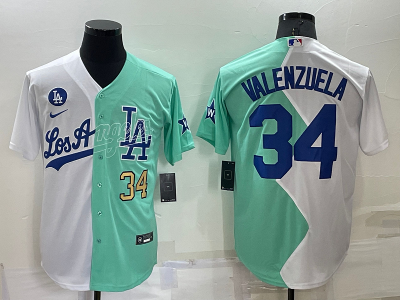 Los Angeles Dodgers #34 Fernando Valenzuela White Green Number 2022 Celebrity Softball Game Cool Bas