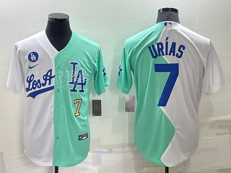 Los Angeles Dodgers #7 Julio Urias White Green Number 2022 Celebrity Softball Game Cool Base Jersey