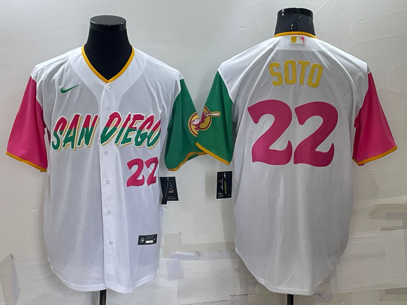 San Diego Padres #22 Juan Soto Number White 2022 City Connect Cool Base Stitched Jersey