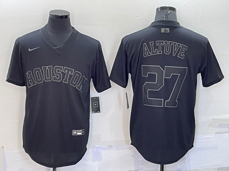 Houston Astros #27 Jose Altuve Black Pullover Turn Back The Clock Stitched Cool Base Jersey