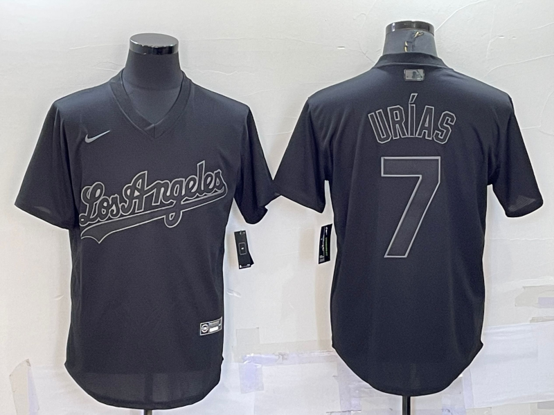 Los Angeles Dodgers #7 Julio Urias Black Pullover Turn Back The Clock Stitched Cool Base Jersey