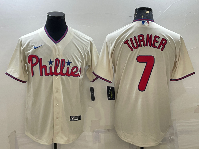 Philadelphia Phillies #7 Trea Turner Cream Cool Base Stitched Baseball Jersey