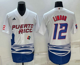 Puerto Rico Baseball Team #23 Francisco Lindor White 2023 World Baseball Classic Stitched Jersey