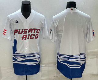 Puerto Rico Baseball Team Blank White 2023 World Baseball Classic Stitched Jerseys