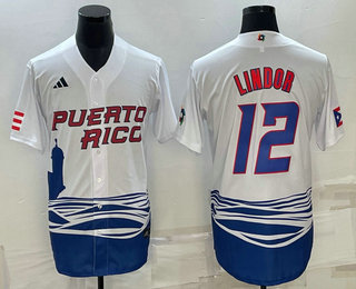 Puerto Rico Baseball Team #23 Francisco Lindor White 2023 World Baseball Classic Stitched Jerseys