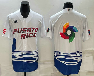 Puerto Rico Baseball Team Big Logo White 2023 World Baseball Classic Stitched Jersey