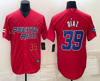 Puerto Rico Baseball Team #39 Edwin Diaz Number 2023 Red World Baseball Classic Stitched Jersey