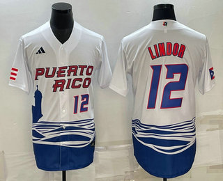 Puerto Rico Baseball Team #23 Francisco Lindor Number White 2023 World Baseball Classic Stitched Jer