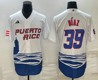 Puerto Rico Baseball Team #39 Edwin Diaz 2023 White World Baseball Classic Stitched Jersey