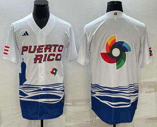 Puerto Rico Baseball Team Big Logo White 2023 World Baseball Classic Stitched Jerseys