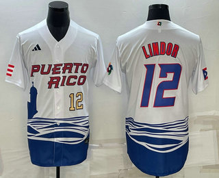 Puerto Rico Baseball Team #23 Francisco Lindor Number White 2023 World Baseball Classic Stitched Jer