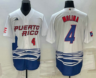 Puerto Rico Baseball Team #4 Carlos Correa Number 2023 White World Baseball Classic Stitched Jerseys