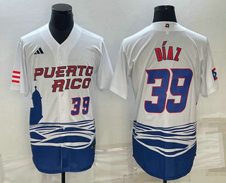 Puerto Rico Baseball Team #39 Edwin Diaz Number 2023 White World Baseball Classic Stitched Jersey