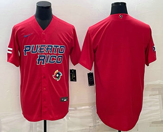 Puerto Rico Baseball Team Blank 2023 Red World Baseball Classic Stitched Jersey