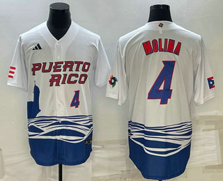 Puerto Rico Baseball Team #4 Carlos Correa Number 2023 White World Baseball Classic Stitched Jersey - Click Image to Close