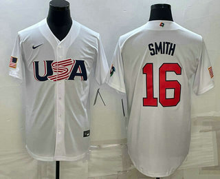 USA Baseball Team #16 Will Smith 2023 White World Baseball Classic Stitched Jersey