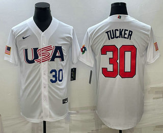 USA Baseball Team #30 Kyle Tucker Number 2023 White World Baseball Classic Stitched Jersey