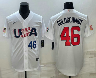 USA Baseball Team #46 Paul Goldschmidt Number 2023 White World Baseball Classic Stitched Jersey