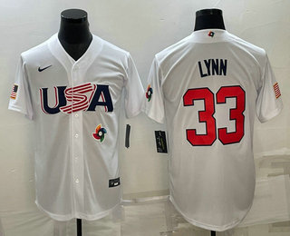 USA Baseball Team #33 Lance Lynn 2023 White World Baseball Classic Stitched Jerseys