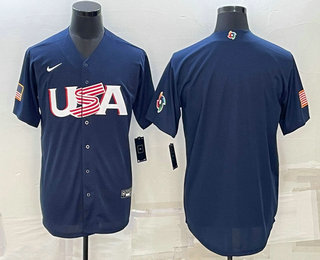 USA Baseball Team Blank 2023 Navy World Baseball Classic Stitched Jersey