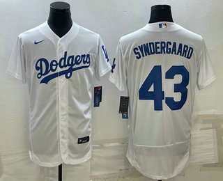 Los Angeles Dodgers #43 Noah Syndergaard White Flex Base Stitched Baseball Jersey