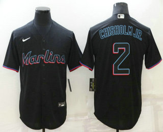 Miami Marlins #2 Jazz Chisholm Jr.Black Stitched MLB Cool Base Nike Jersey