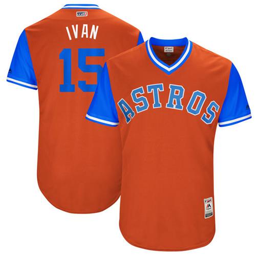 Astros #15 Carlos Beltran Orange "Ivan" Players Weekend Authentic Stitched MLB Jersey