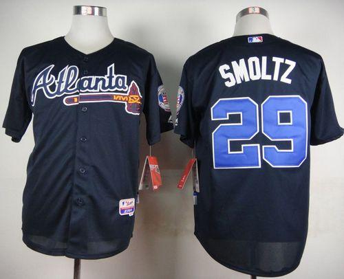 Braves #29 John Smoltz Blue Cool Base Stitched MLB Jersey - Click Image to Close