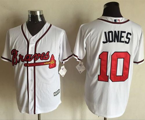 Braves #10 Chipper Jones White New Cool Base Stitched MLB Jersey