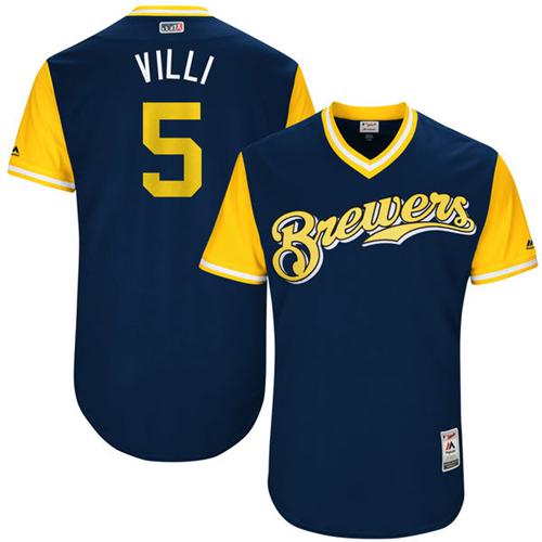 Brewers #5 Jonathan Villar Navy "Villi" Players Weekend Authentic Stitched MLB Jersey