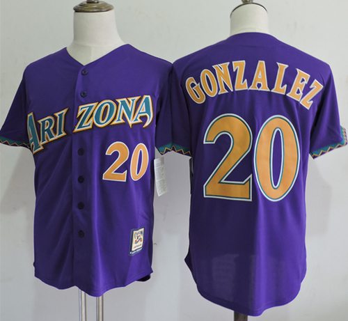Mitchell And Ness Diamondbacks #20 Luis Gonzalez Purple Throwback Stitched MLB Jersey