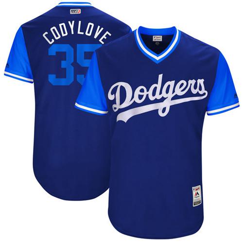 Dodgers #35 Cody Bellinger Royal "Codylove" Players Weekend Authentic Stitched MLB Jersey